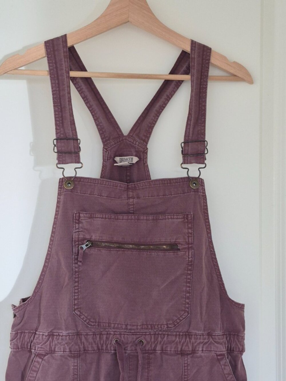 Duluth Trading Co Women’s M Mauve Stretch Cotton Utility Bib Overalls Ripstop